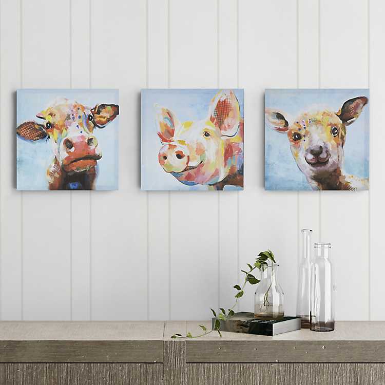 Farm Animals Canvas Art Prints, Set of 3 | Kirklands Home