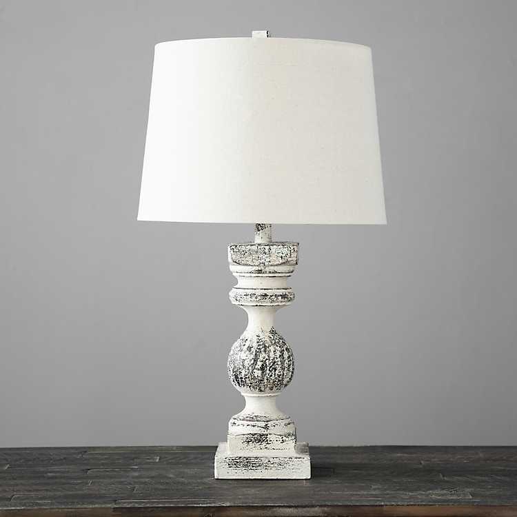 Heavily Distressed Cream Table Lamp, Kirklands Distressed Table Lamps