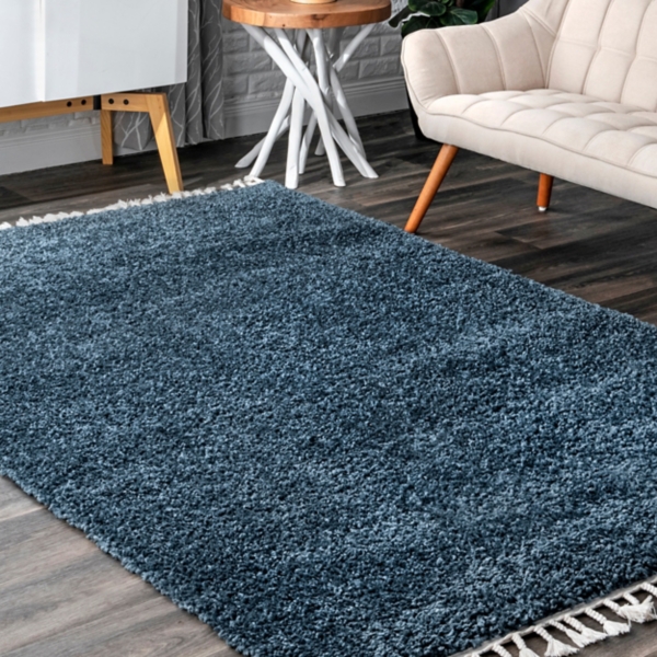 Blue Neva Plush Shag Area Rug, 5x7 | Kirklands Home