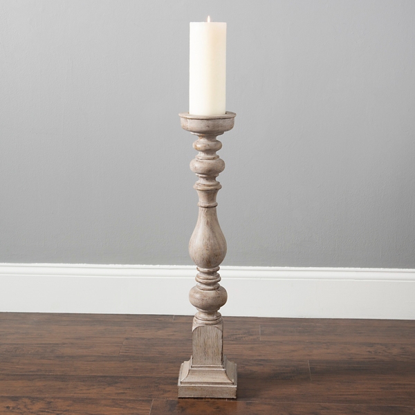 gray candle holders