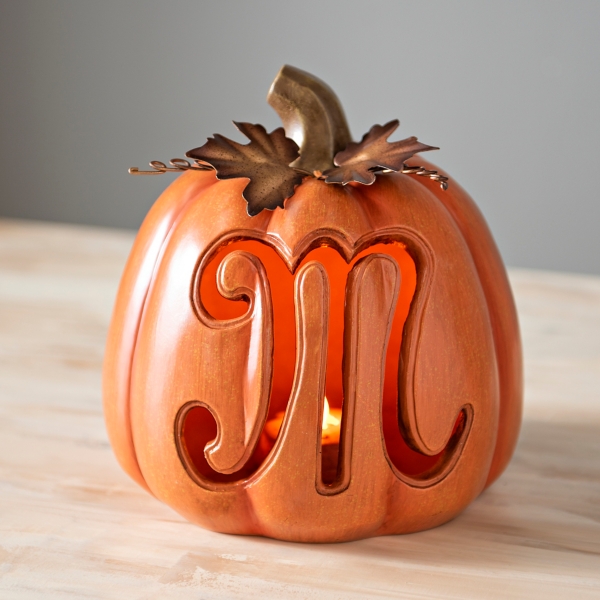 Pre Lit Monogram M Pumpkin With Metal Stem Kirklands Home
