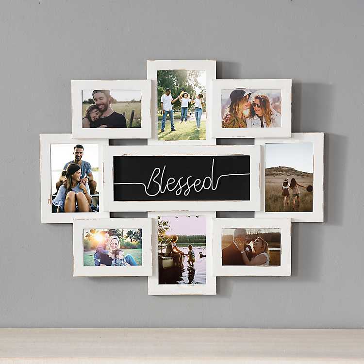White Wood Blessed 8-Opening Collage Frame