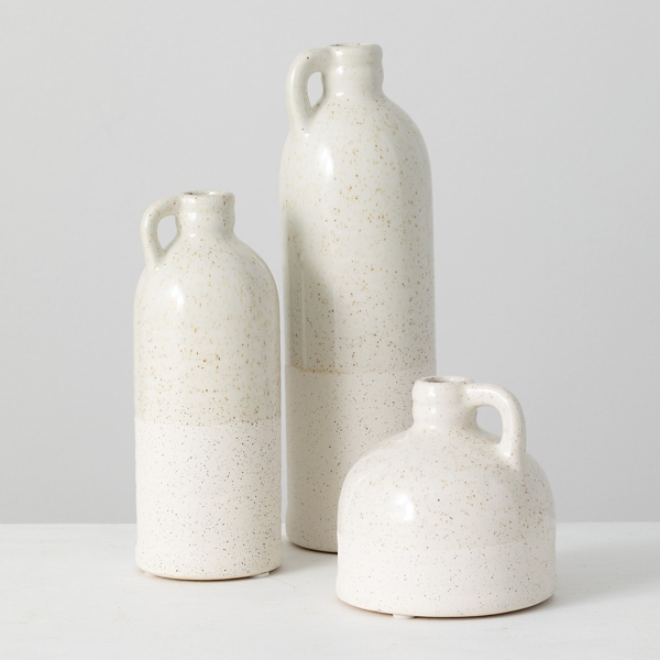 White Terracotta Bottle Vases, Set of 3 Kirklands Home