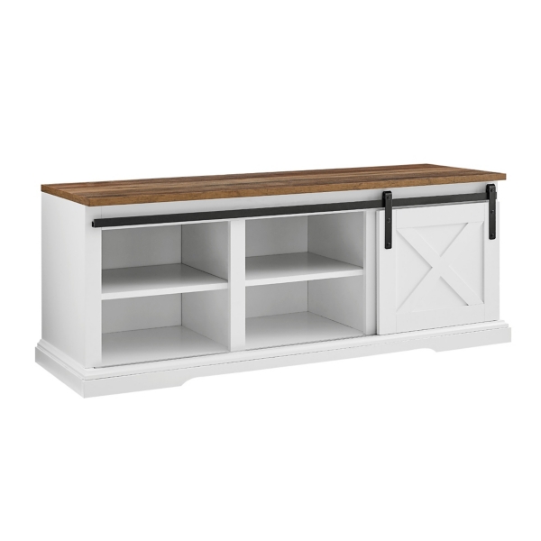 White Sliding Barn Door Bench