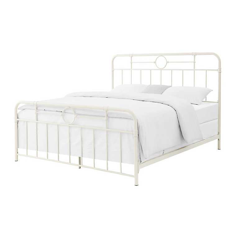 Antique White Metal Pipe King Bed, Iron Bed Frames Antique White