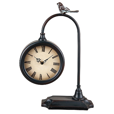 Vintage Style Mantel Clock Featuring A Bird And Branch Design 