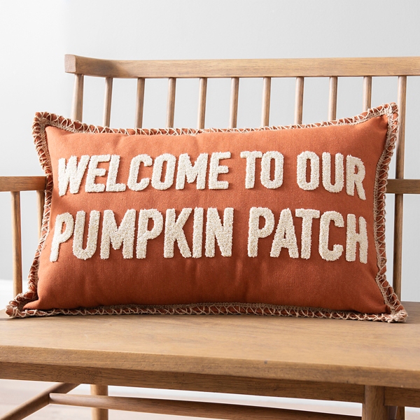 Meet Me at the Pumpkin Patch Fall Pillow with Vintage Turquoise