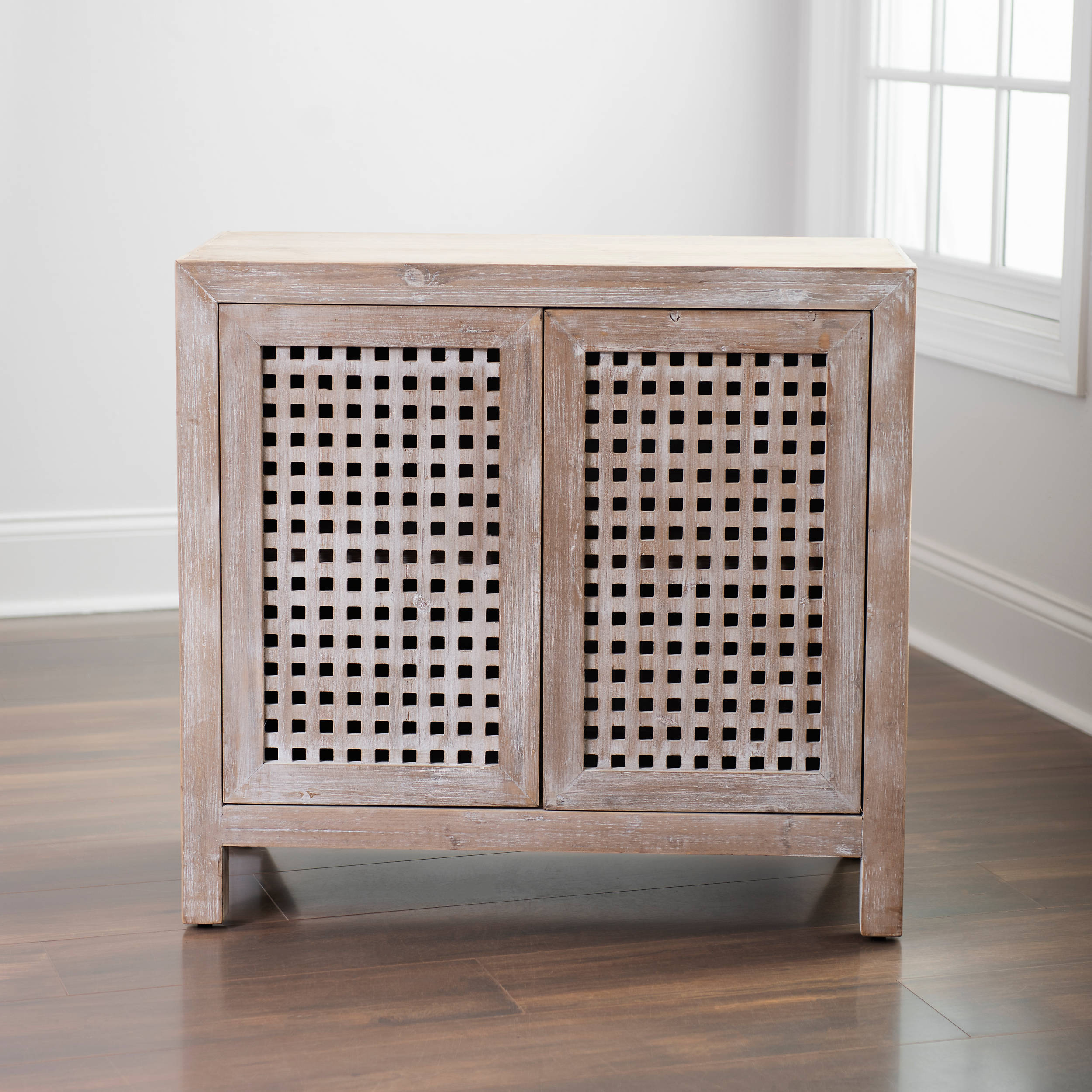 Shop Gray Wash Wooden Grid Cabinet from Kirkland's on Openhaus