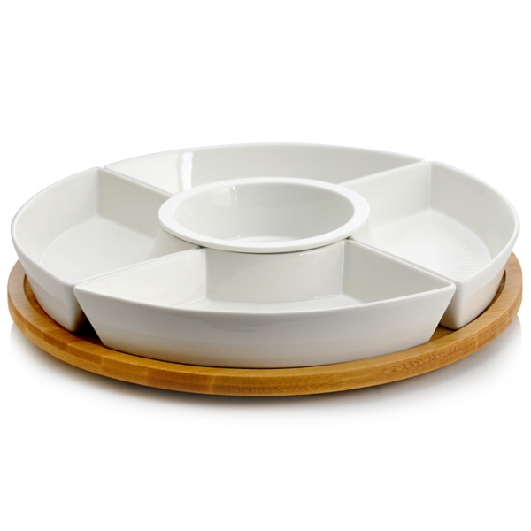 Bamboo 5-pc. Ceramic Modern Set Lazy Susan | Kirklands Home