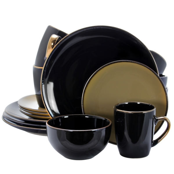 Black and Taupe 16-pc. Dinnerware Set | Kirklands Home