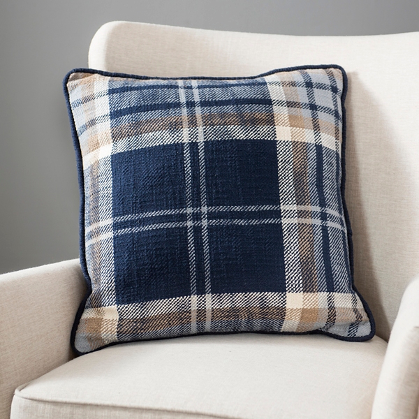 navy blue plaid pillows