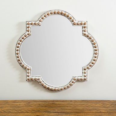 Round Natural Beaded Wall Mirror