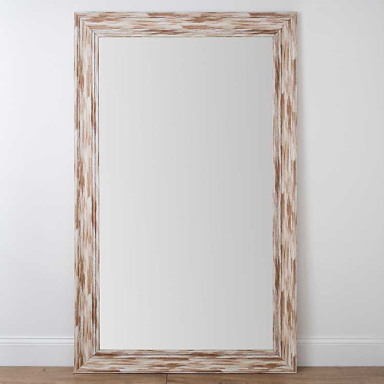 Whitewashed Wave Framed Wall Mirror, Pier One Whitewashed Mirror