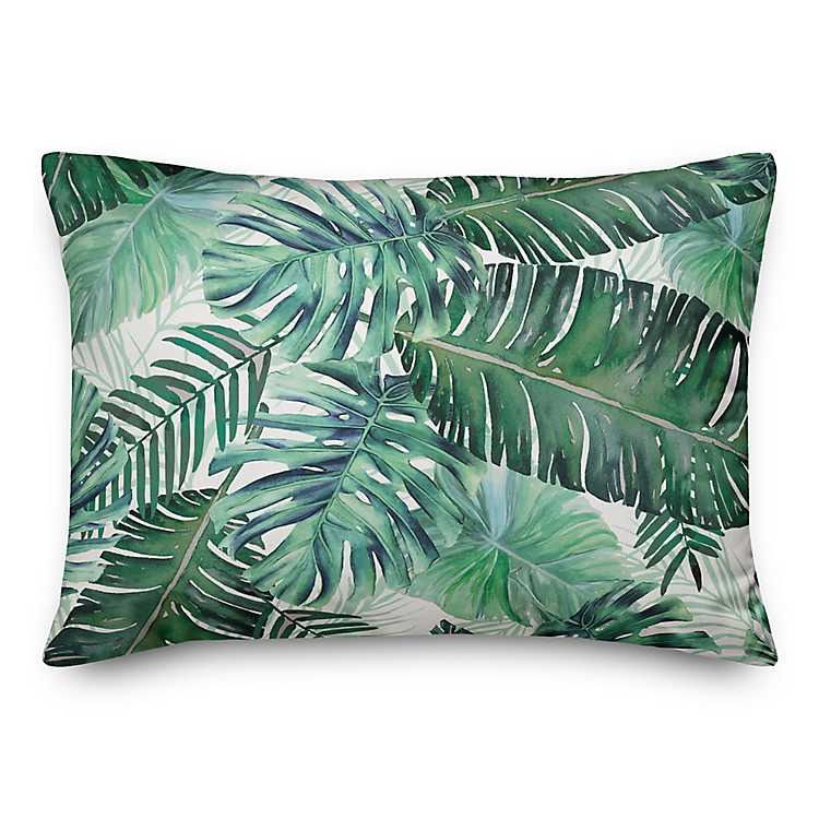Green Palm Outdoor Accent Pillow, Outdoor Accent Pillows