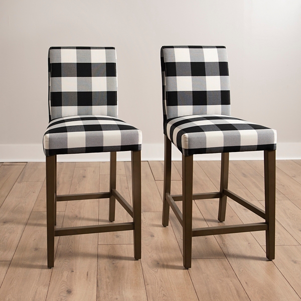 Black White Buffalo Plaid Counter Chairs Set of 2 Kirklands Home