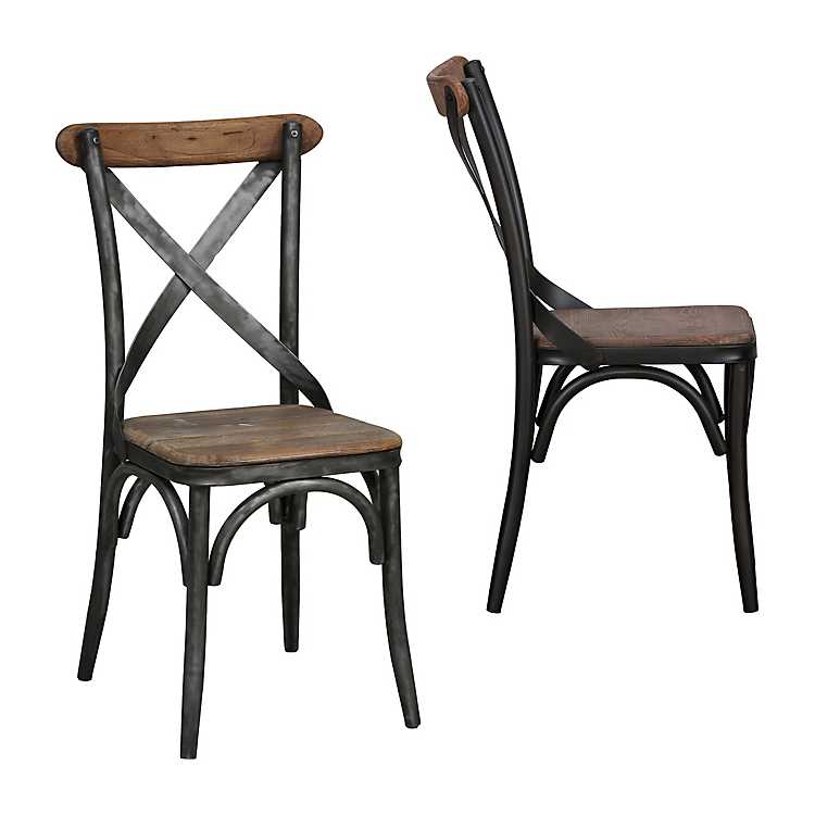 Dining Chair Kirklands, Wood And Metal X Back Dining Chair