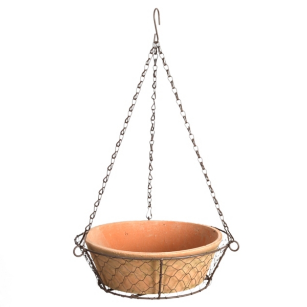 Terracotta Hanging Wire Basket Planter | Kirklands Home