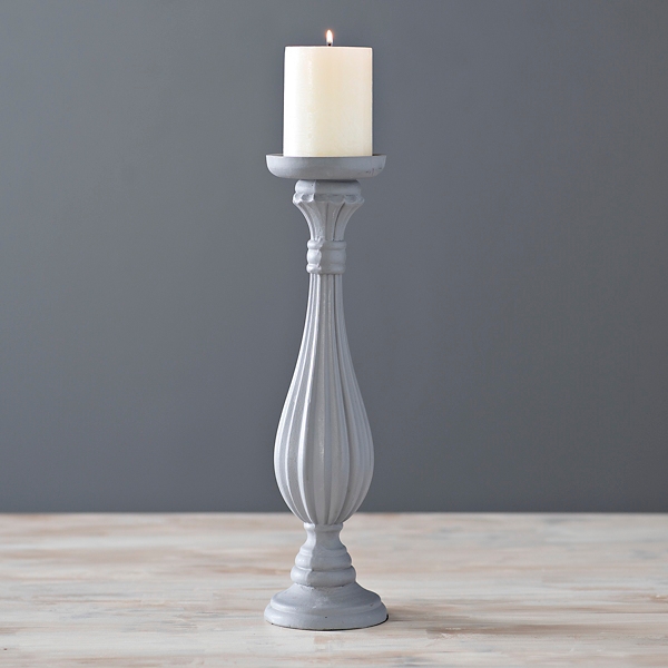 Gray Matte Pillar Candle Holder, 16 in. Kirklands Home