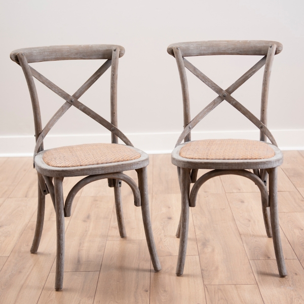 Gray X Back Dining Chairs Set of 2