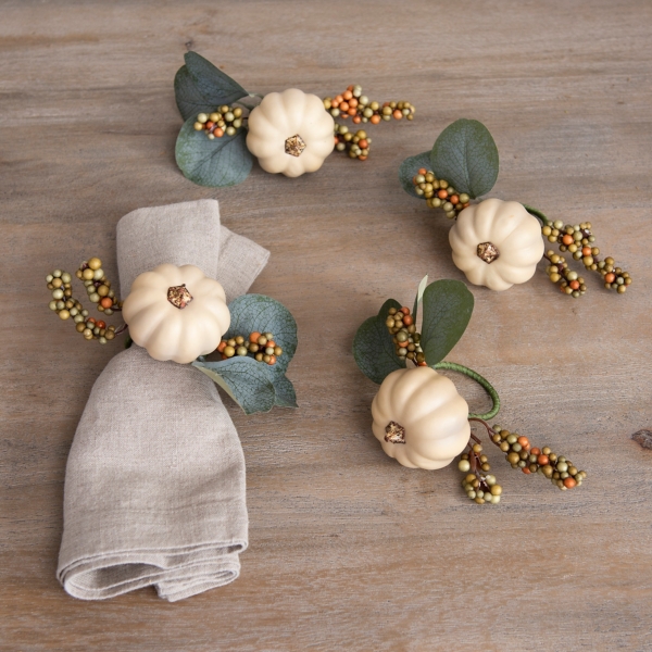 Cream Pumpkin Napkin Rings Set Of 4 Kirklands