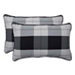 Black Check Outdoor Lumbar Pillows, Set of 2