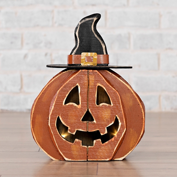 Wooden LED Jack O' Lantern, 16.5 in.