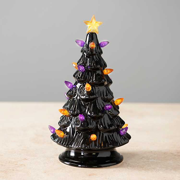 12 Halloween Orange Purple Black MINI Plastic Tree Ornaments Decorations 2" 