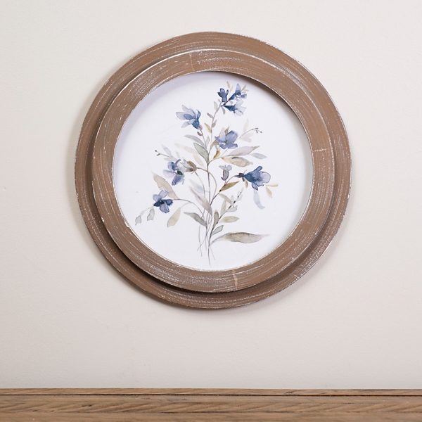 Blue Florals II Round Framed Art | Kirklands Home