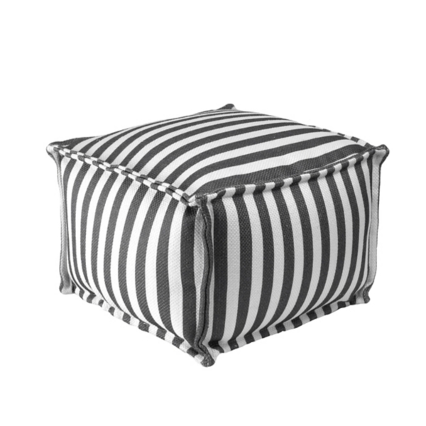 Gray Striped Outdoor Pouf