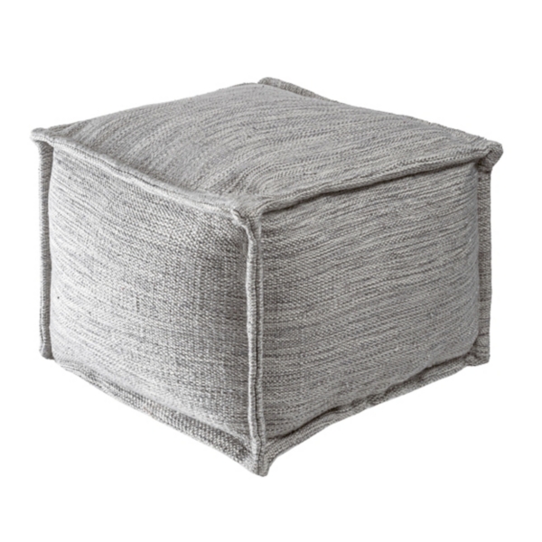 Gray Woven Outdoor Pouf