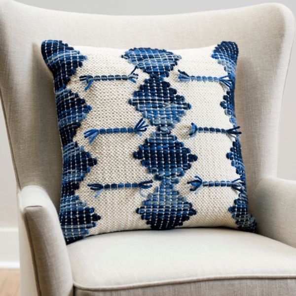 Navy and Ivory Handwoven Pillow Kirklands Home