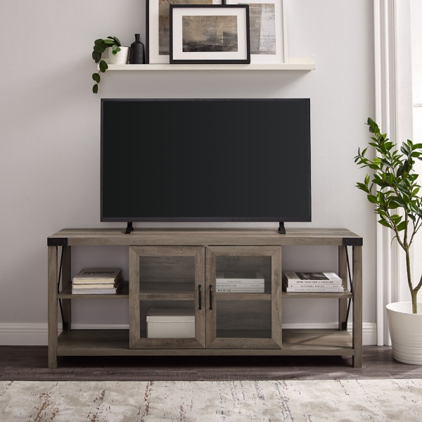 Gray Wash Farmhouse Metal X Frame Tv Stand Kirklands