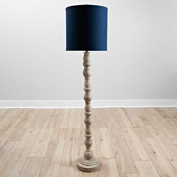 Natural Candlestick Floor Lamp With, Navy Blue Floor Lamp