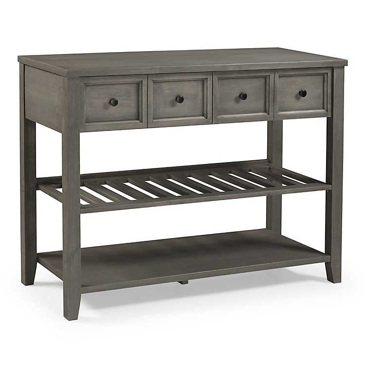 Gray 2 Drawer Solid Wood Console Table, Wooden Console Table With Storage