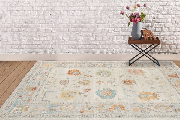 Beige Bohemian Area Rug, 5x8