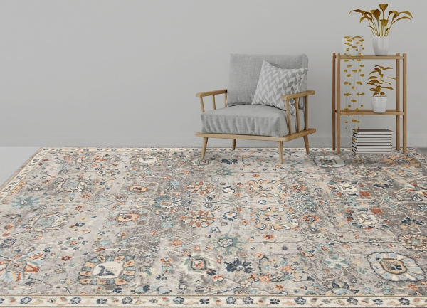 Gray Bohemian Area Rug, 5x7