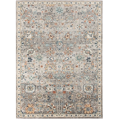 Gray and Ivory Nadia Medallion Area Rug, 7x9
