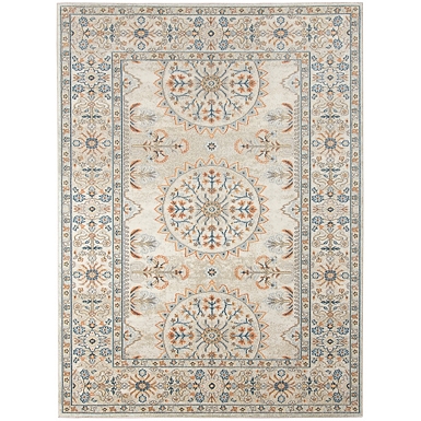 Gray and Ivory Nadia Medallion Area Rug, 7x9