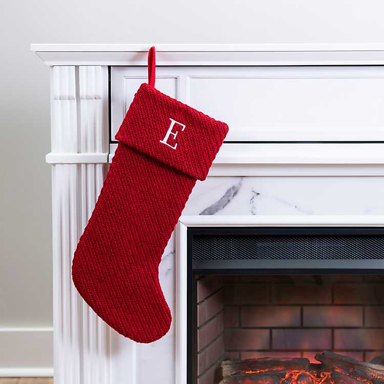 Red Knit Monogram E Stocking | Kirklands Home