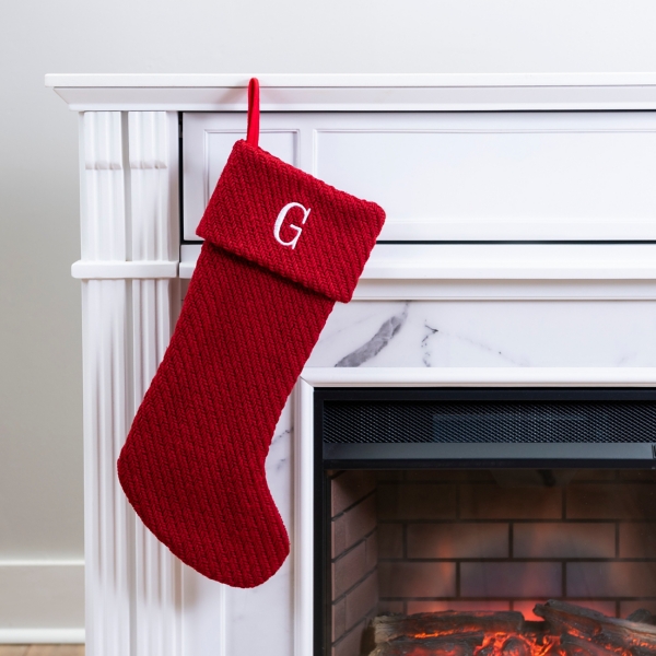 Red Knit Monogram G Stocking Kirklands Home