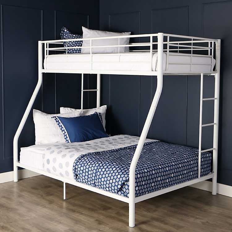 White Metal Twin Over Full Bunk Bed, White Metal Bunk Beds