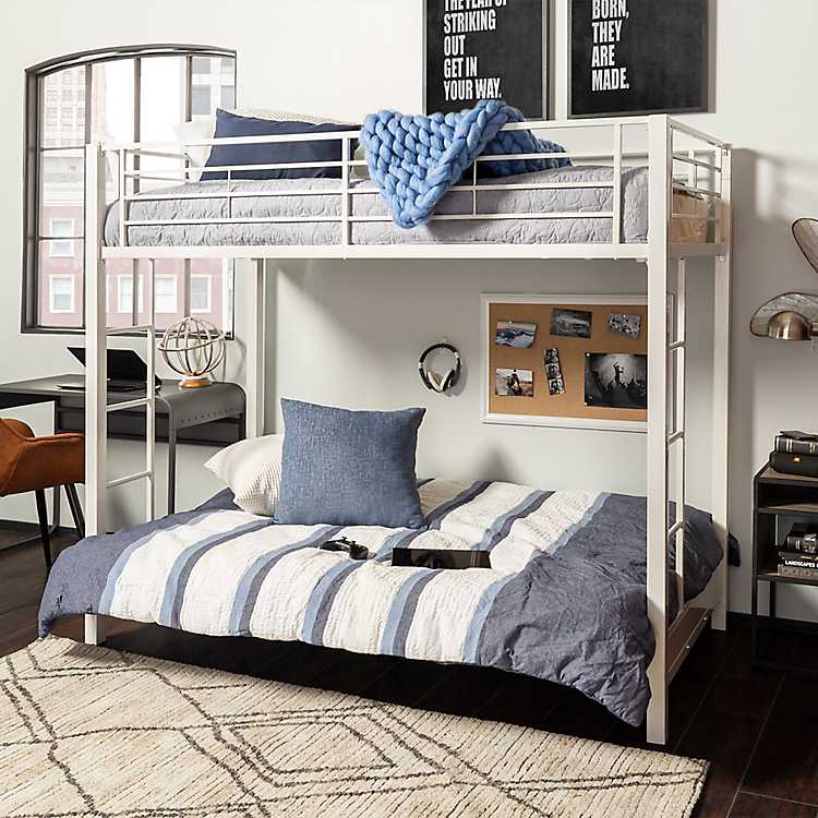 White Metal Twin Over Futon Bunk Bed, Twin Over Futon Bunk Bed White