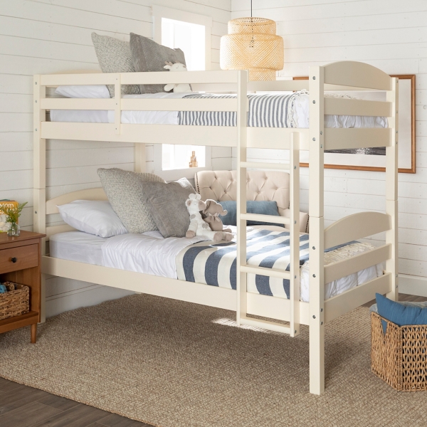 white wood twin loft bed