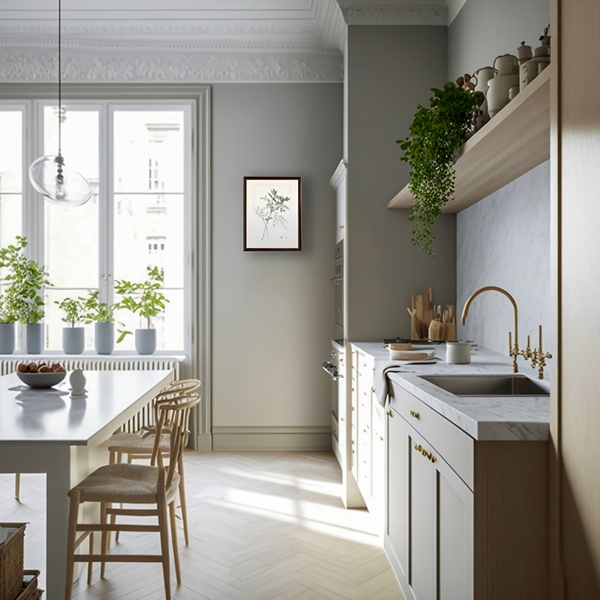 Zanthorhiza Greenery Black Beaded Framed Art Print