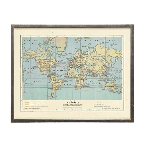 World Map Framed Art Print | Kirklands Home