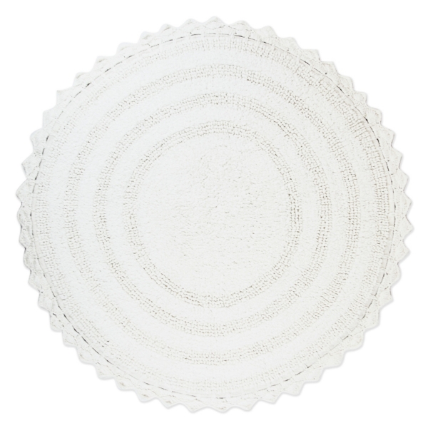 White Large Crochet Round Bath Mat