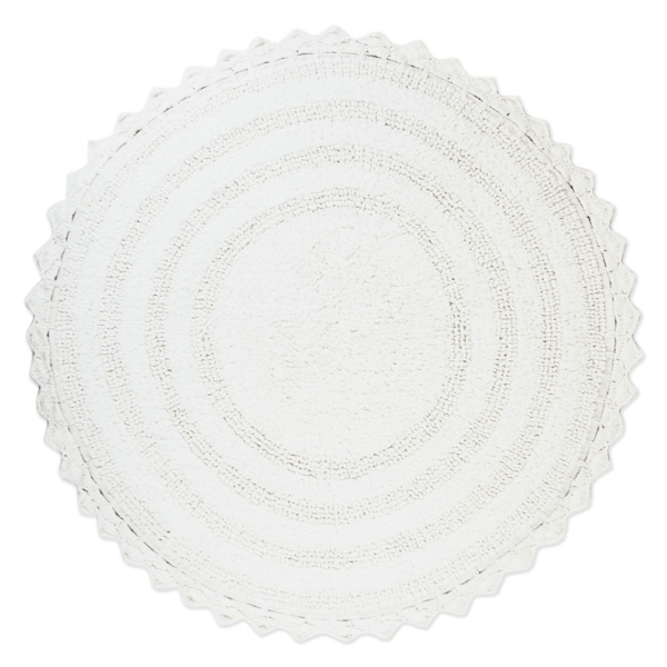 Gray & White Medallion Round Bath Rug