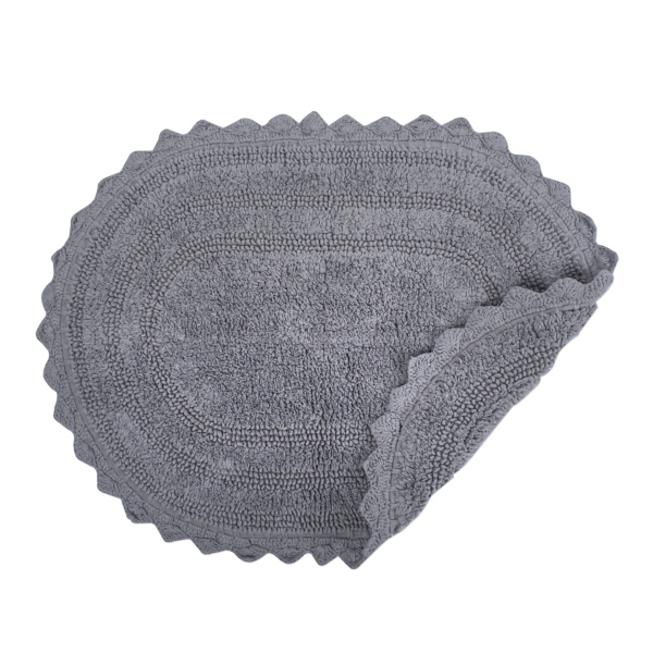 Gray Large Crochet Oval Bath Mat