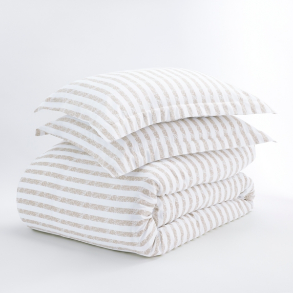 Ivory Rugged Stripes Puffed 3-pc. King Duvet Set