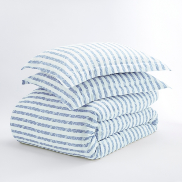Navy Rugged Stripes Puffed 3-pc. King Duvet Set